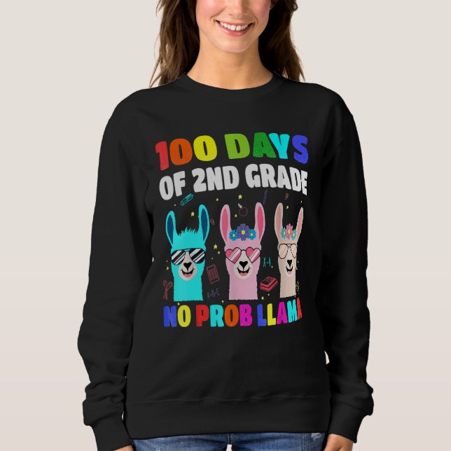 100 Days Of School 2nd Grade No Probllama Llama Bo T Shirt (Framsida)