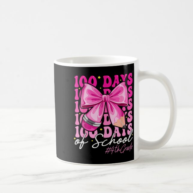 100 Days Of School 4th Grade Girls Coquette Bow  Kaffemugg (Höger)