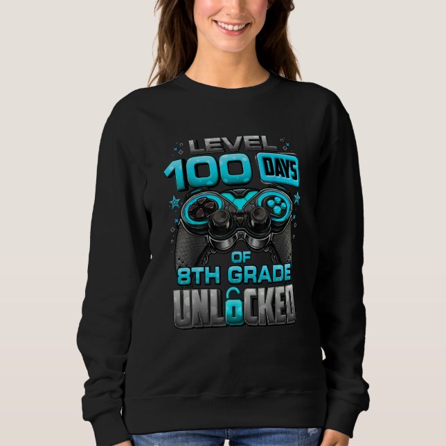 100 Days Of School 8th Grade Level Unlocked Video  T Shirt (Framsida)