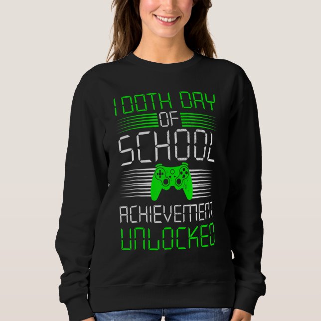 100 Days Of School Achievement Unlocked Video Game T Shirt (Framsida)