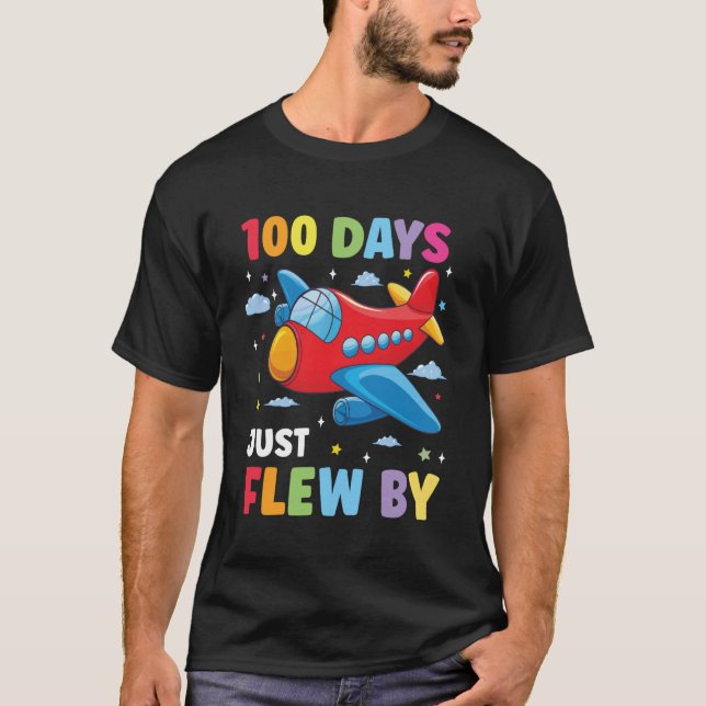 100 Days of School Airplane 100th Day of School Bo T Shirt (Framsida)