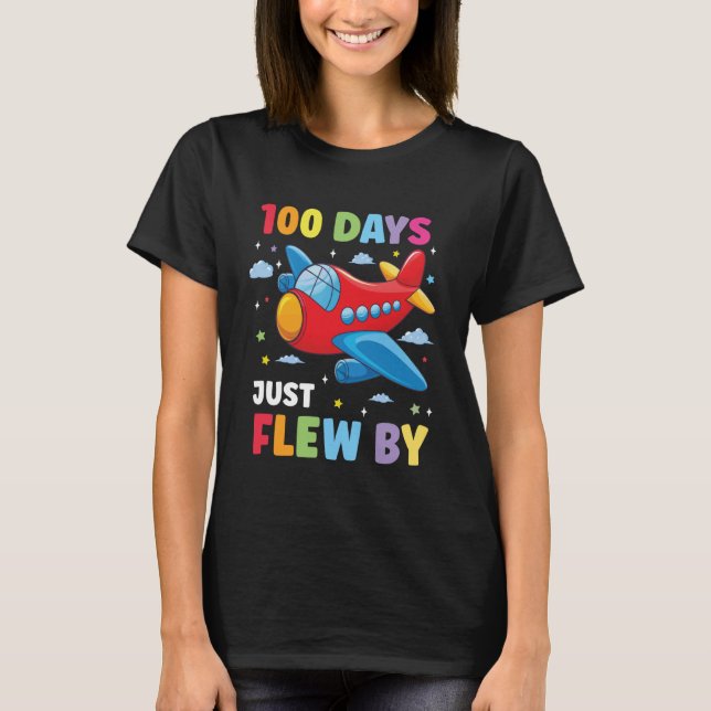 100 Days of School Airplane 100th Day of School Bo T Shirt (Framsida)