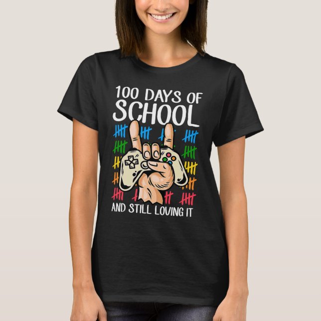 100 Days Of School And Still Loving It Tallies Vid T Shirt (Framsida)