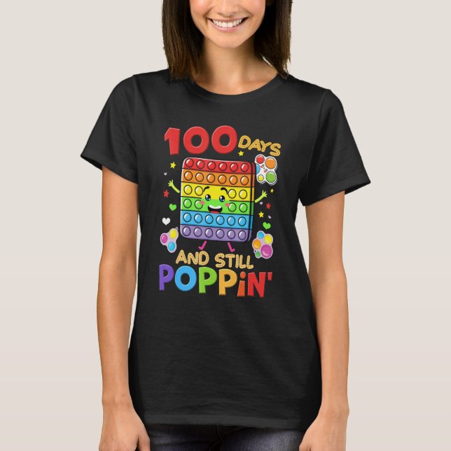 100 Days Of School And Still Poppin 100th Day Kids T Shirt (Framsida)