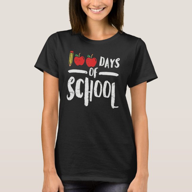 100 Days Of School Apple Shirt 100th Day Teacher P T Shirt (Framsida)