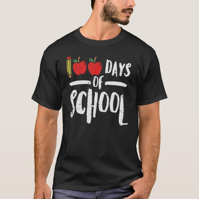100 Days Of School Apple Shirt 100th Day Teacher P T Shirt (Framsida)