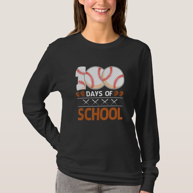 100 Days Of School  Baseball 100 Days Smarter 100t T Shirt (Framsida)