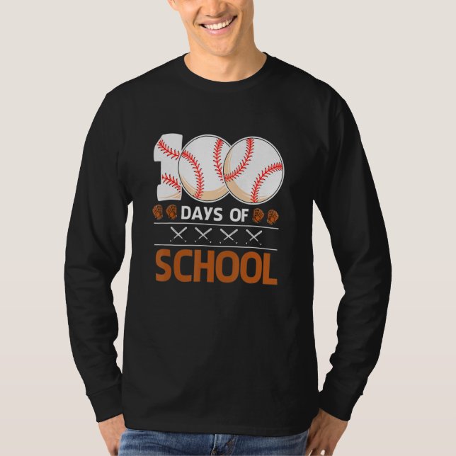 100 Days Of School  Baseball 100 Days Smarter 100t T Shirt (Framsida)