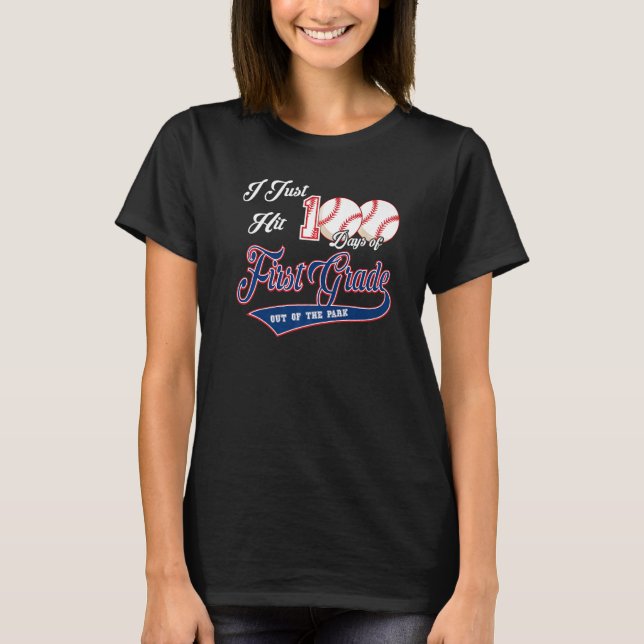 100 Days of School Baseball 100th Day of School Fi T Shirt (Framsida)
