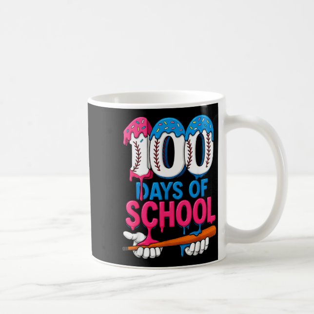 100 Days Of School Baseball Drip Bat 100th Day Of  Kaffemugg (Höger)