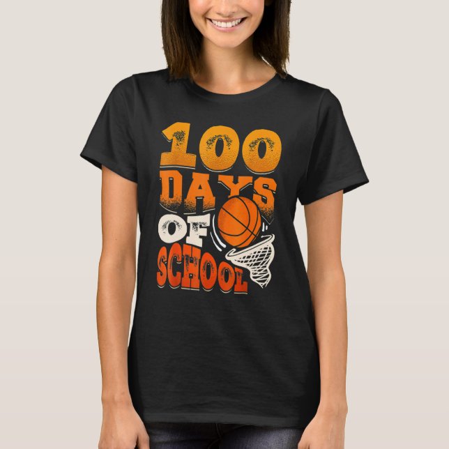 100 Days Of School Basketball 100th Day Of School T Shirt (Framsida)