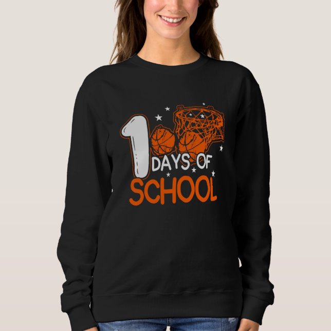 100 Days Of School Basketball Dunking Student T Shirt (Framsida)