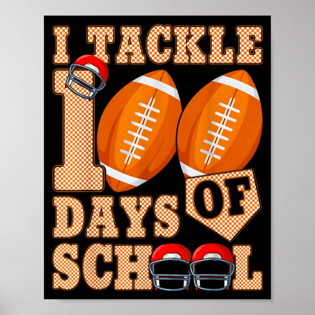 100 Days Of School Boys 100th Day Of School Footba Poster (Framsidan)