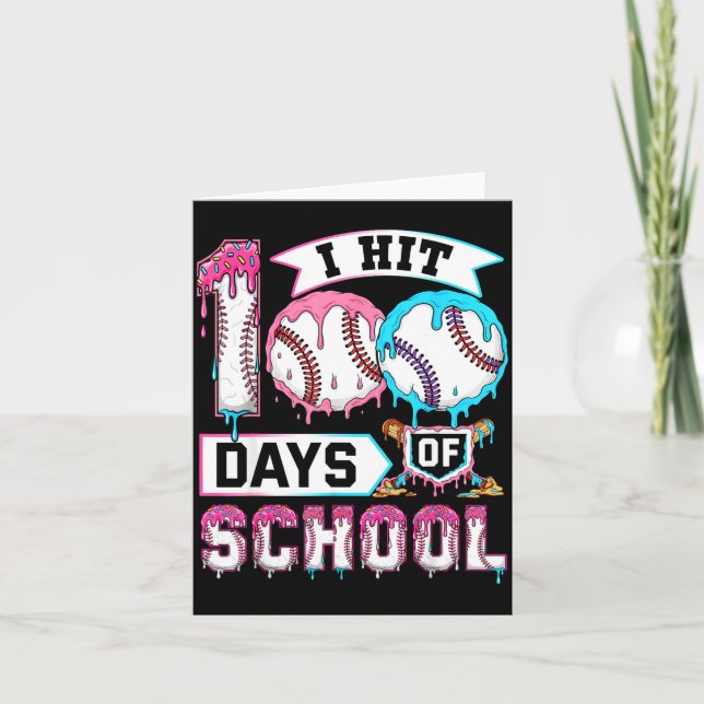 100 Days Of School Boys Baseball Drip 100th Day Ki Kort (Framsida)