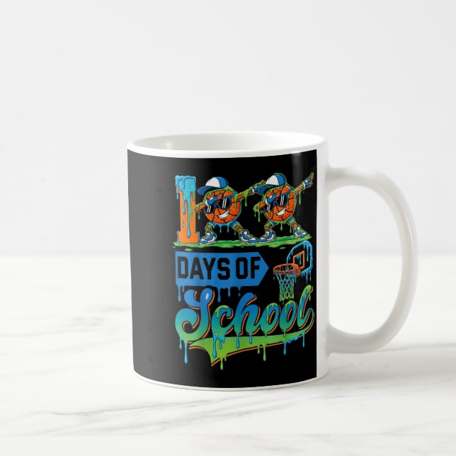 100 Days Of School Boys Basketball Drip 100th Day  Kaffemugg (Höger)