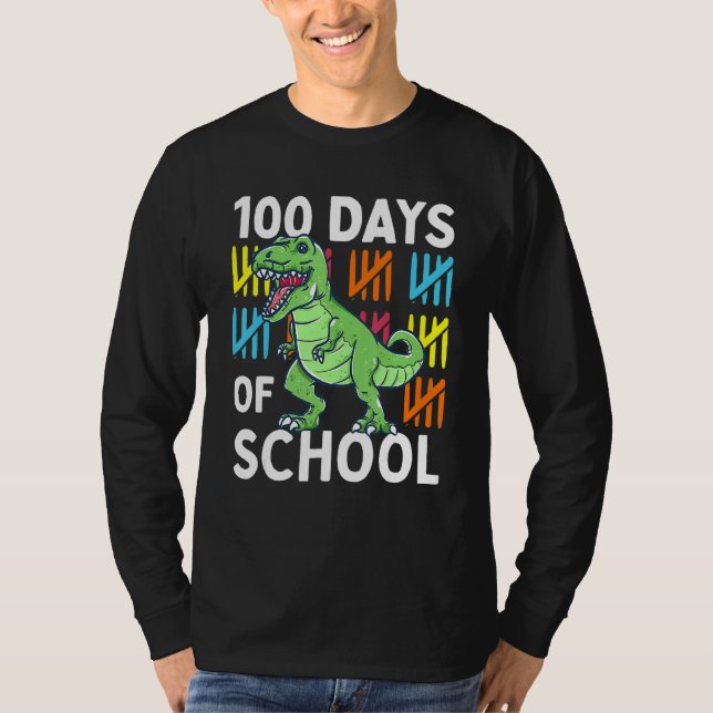 100 Days Of School Boys Dinosaur 100th Day Dino T Shirt (Framsida)