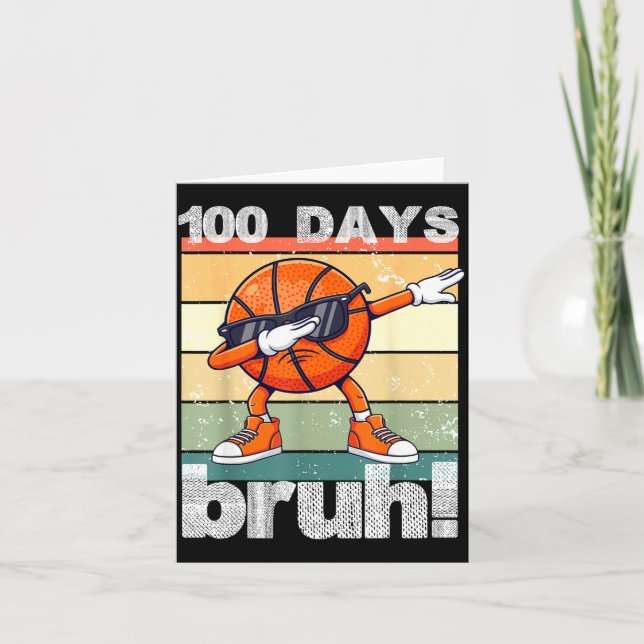 100 Days Of School Bruh Funny Kids Boys Dabbing Ba Kort (Framsida)