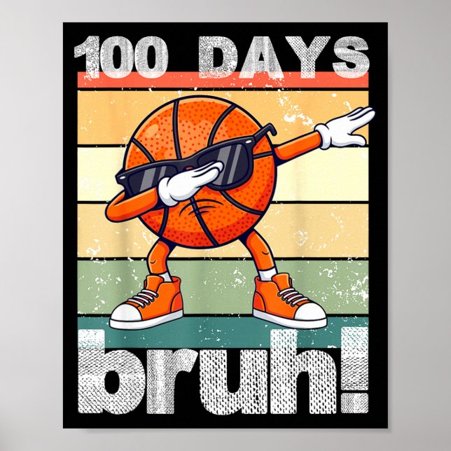 100 Days Of School Bruh Funny Kids Boys Dabbing Ba Poster (Framsidan)