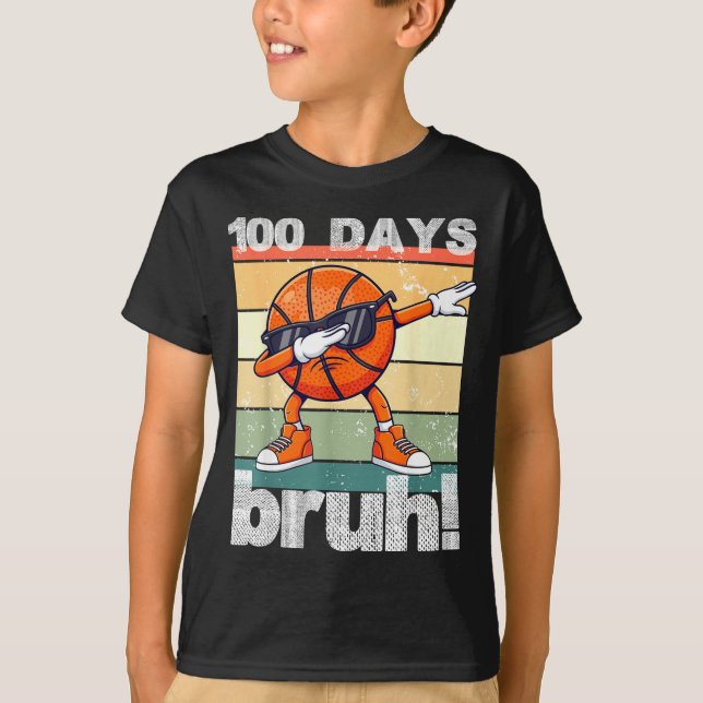 100 Days Of School Bruh Funny Kids Boys Dabbing Ba T Shirt (Framsida)