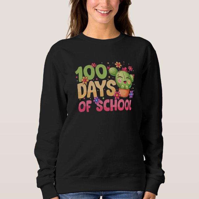 100 Days of School Cactus  for Kids Teachers 100th T Shirt (Framsida)