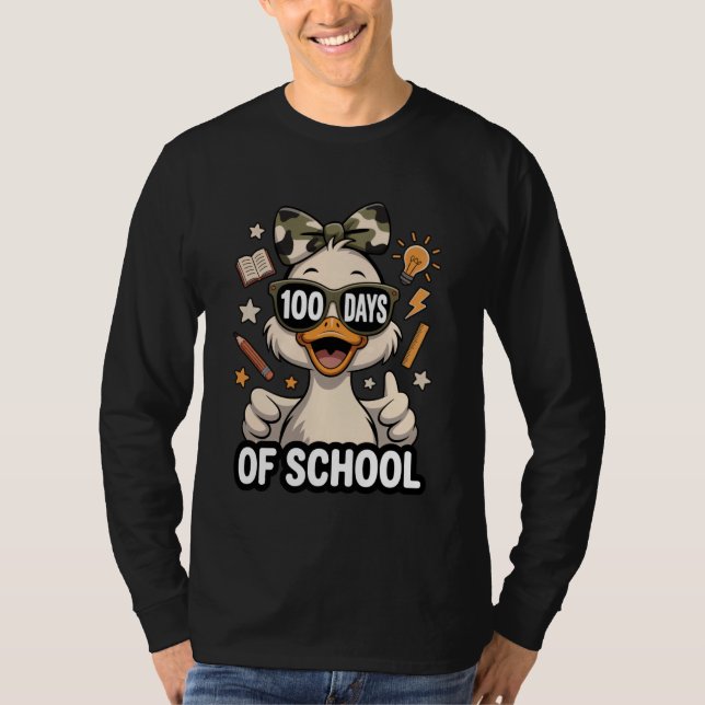 100 Days of School Camo Cap 100th Day Goose Kids G T Shirt (Framsida)