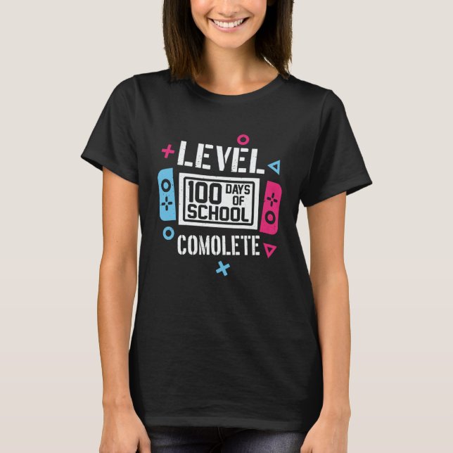 100 Days Of School Completed Gamer Boys 100th Day  T Shirt (Framsida)