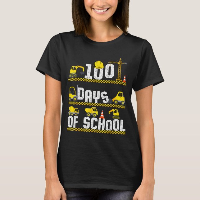 100 Days Of School Construction Truck 100th Day Bo T Shirt (Framsida)