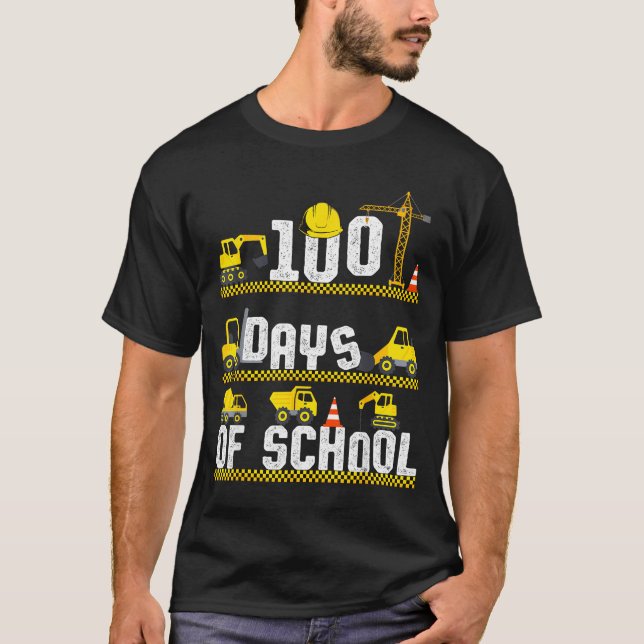 100 Days Of School Construction Truck 100th Day Bo T Shirt (Framsida)