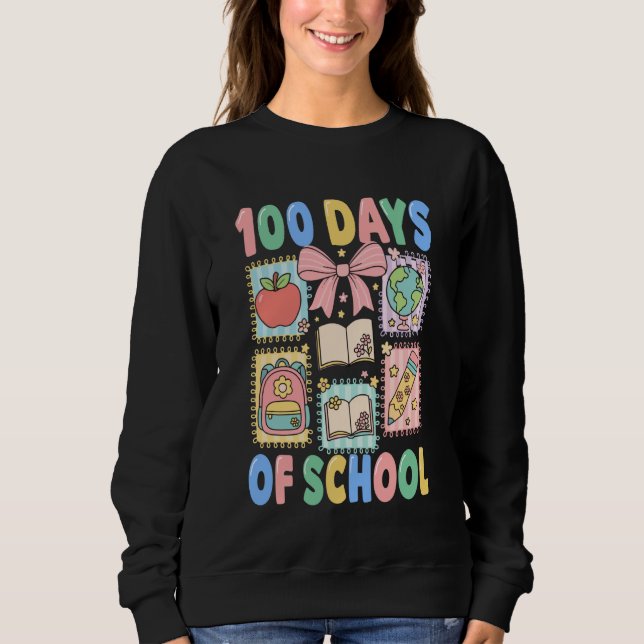 100 Days of School Coquette 100 Days Smarter 100th T Shirt (Framsida)