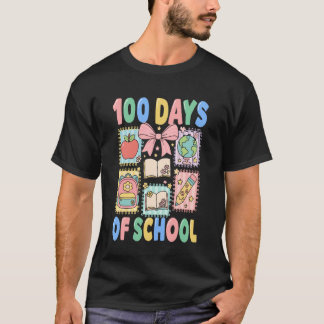 100 Days of School Coquette 100 Days Smarter 100th T Shirt
