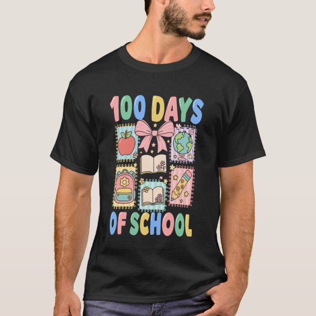100 Days of School Coquette 100 Days Smarter 100th T Shirt (Framsida)