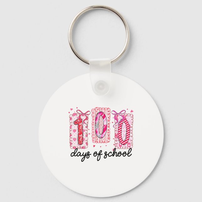100 Days Of School Coquette Valentine Girls Teache Nyckelring (Framsida)