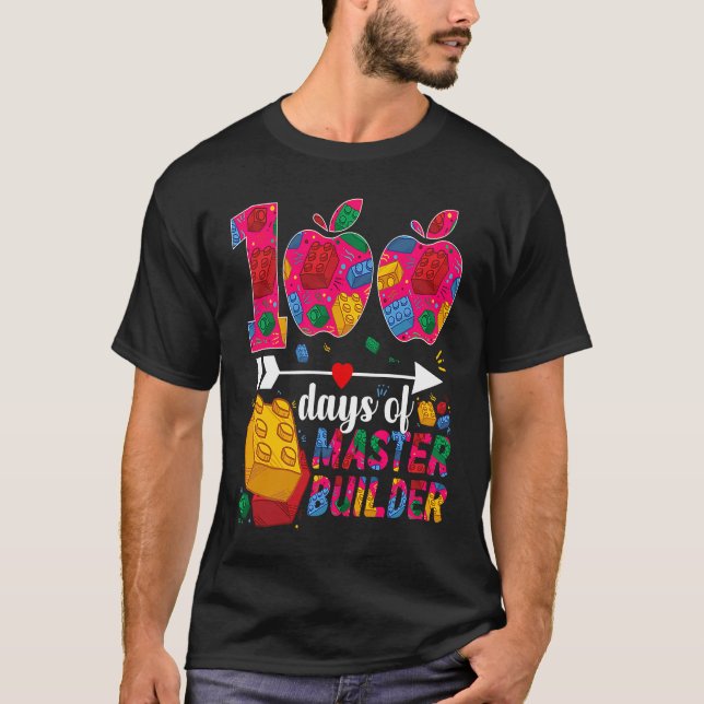 100 Days of School Cute Toy Build Bricks Teacher S T Shirt (Framsida)