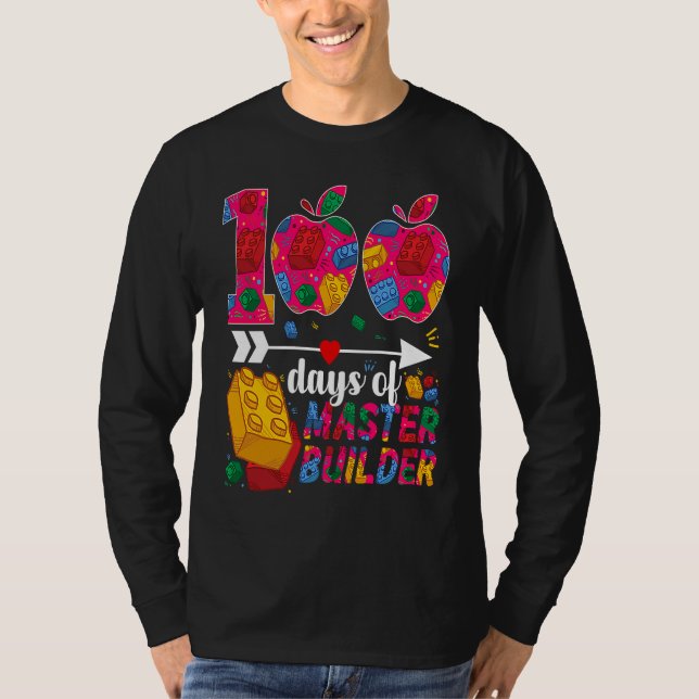 100 Days of School Cute Toy Build Bricks Teacher S T Shirt (Framsida)