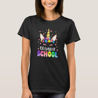 100 Days of School Cute Unicorn Girls  100th Day S T Shirt