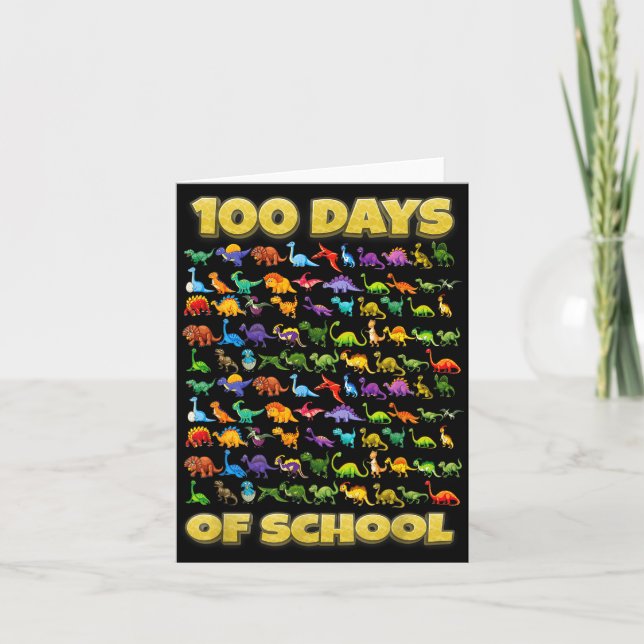 100 Days Of School Dinosaur 100 Days Smarter  Kort (Framsida)