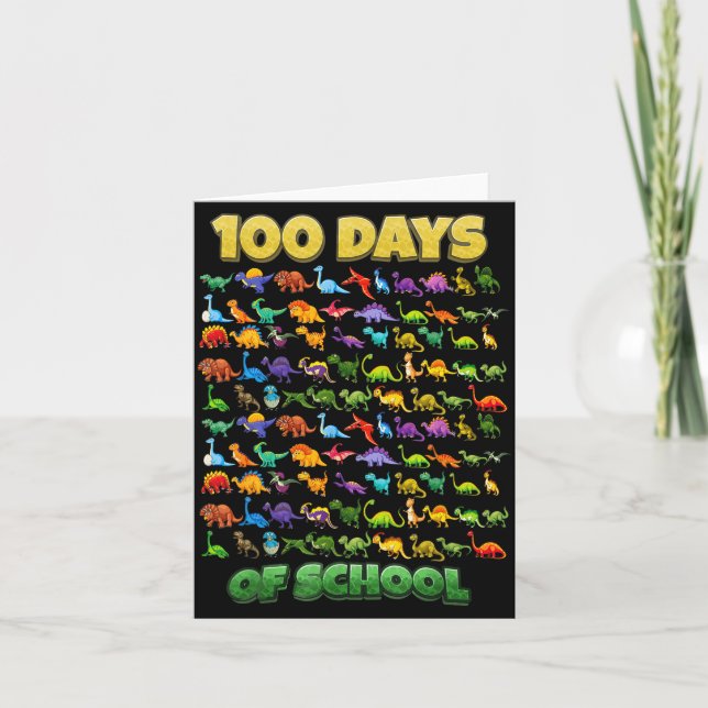 100 Days Of School Dinosaur 100 Days Smarter  Kort (Framsida)