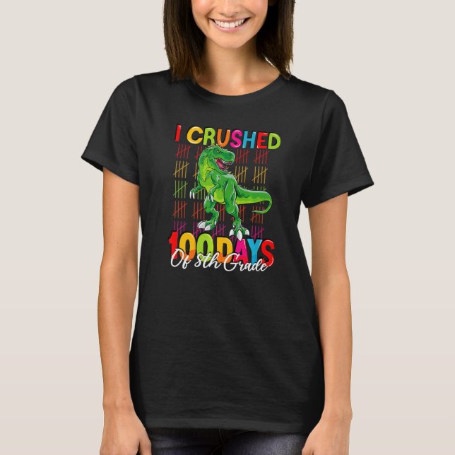 100 days of school dinosaur boys kids 100th day 8t t shirt (Framsida)
