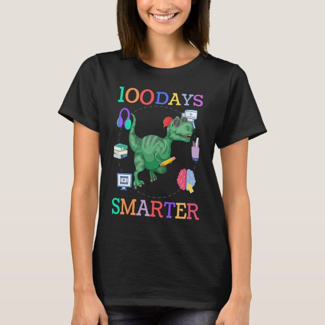 100 days of school dinosaur boys kids 100th day ki t shirt (Framsida)