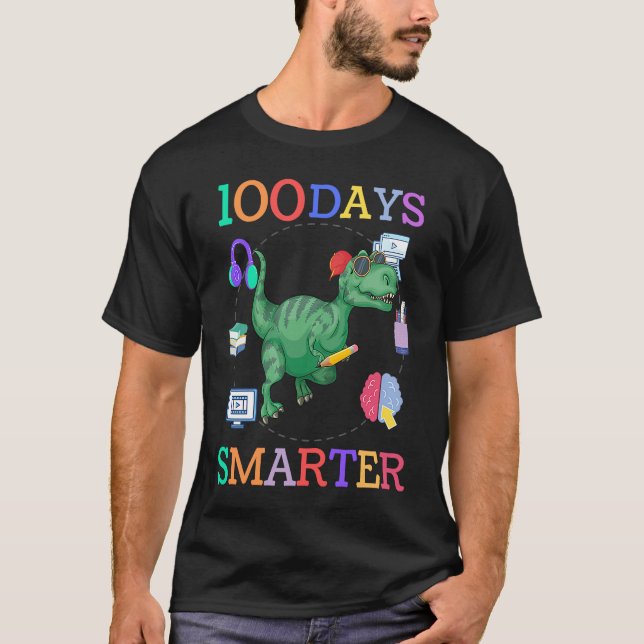 100 days of school dinosaur boys kids 100th day ki t shirt (Framsida)