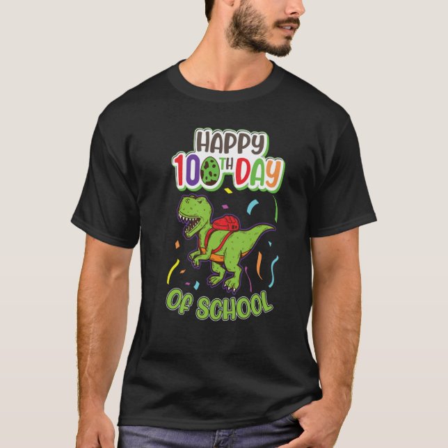 100 Days of School Dinosaur Elementary School Stud T Shirt (Framsida)