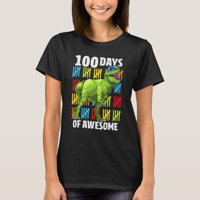 100 Days Of School Dinosaur Rex Dino Kids Boys 100 T Shirt (Framsida)