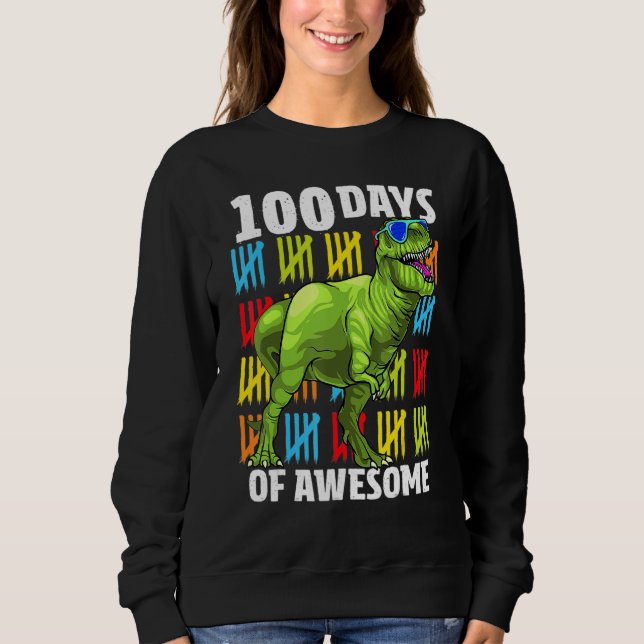 100 Days Of School Dinosaur Rex Dino Kids Boys 100 T Shirt (Framsida)