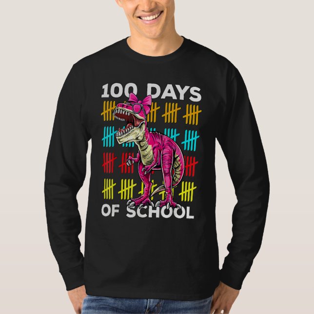 100 Days Of School Dinosaur Rex Dino Kids Boys 100 T Shirt (Framsida)