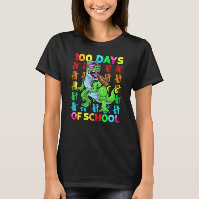 100 Days Of School Dinosaur Rex Dino Kids Boys 100 T Shirt (Framsida)