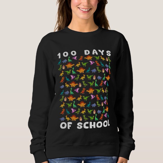 100 Days of School Dinosaurs 100th of School Boys  T Shirt (Framsida)