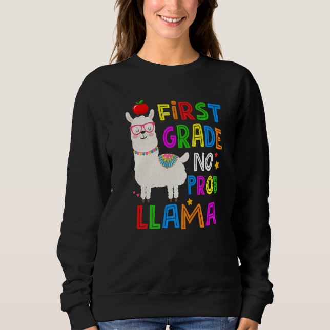 100 Days of School First Grade No Probllama Llama  T Shirt (Framsida)