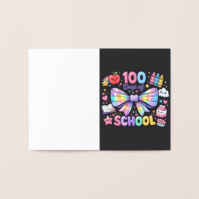 100 Days Of School  Folierat Kort (Insida)
