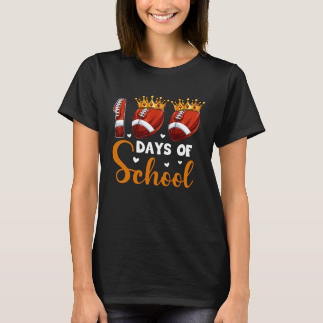 100 Days Of School Football 100th Day Boys Kids T Shirt (Framsida)