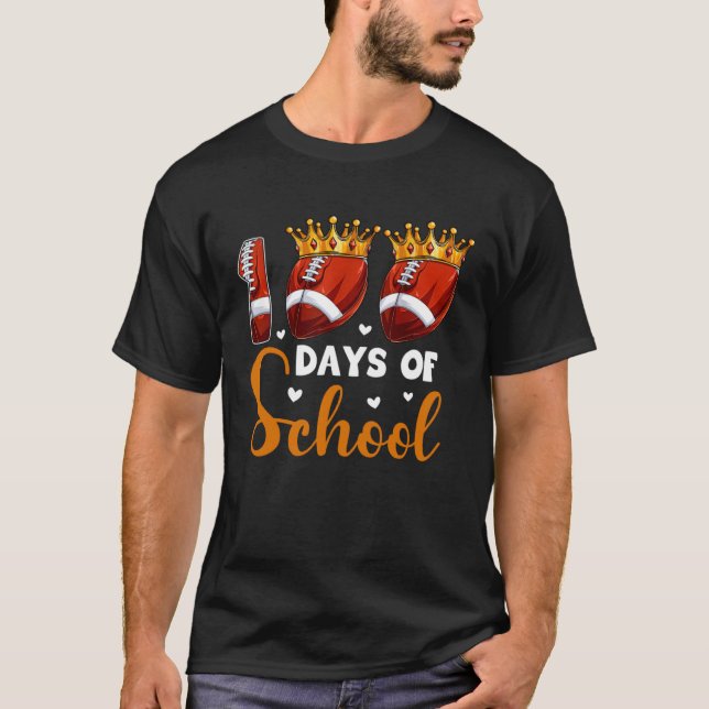 100 Days Of School Football 100th Day Boys Kids T Shirt (Framsida)